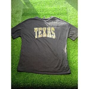 Texas Leopard Print Graphic T-Shirt Black Size L